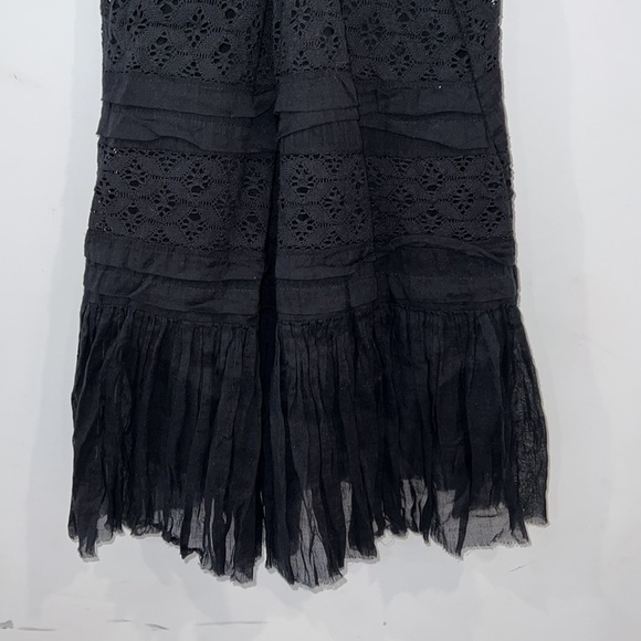 Free People Black Shailee slip mini dress with cami straps pleated hem sz Small - Picture 10 of 16